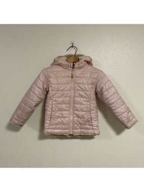 The North Face Jacket Toddler Size 4T Pink Quilted Hooded Reversible Jacket